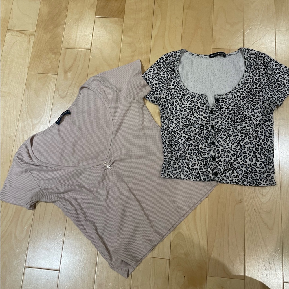 2 Brandy Melville Ribbed Crop Tops